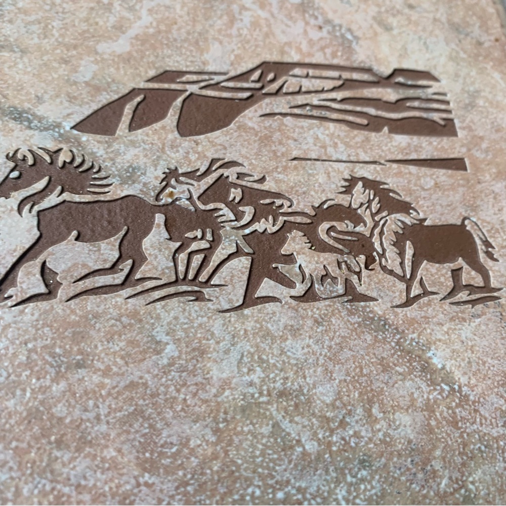 Brown Horse and Mountain Art Tile Trivet